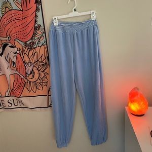 Blue velour velvet sweatpants